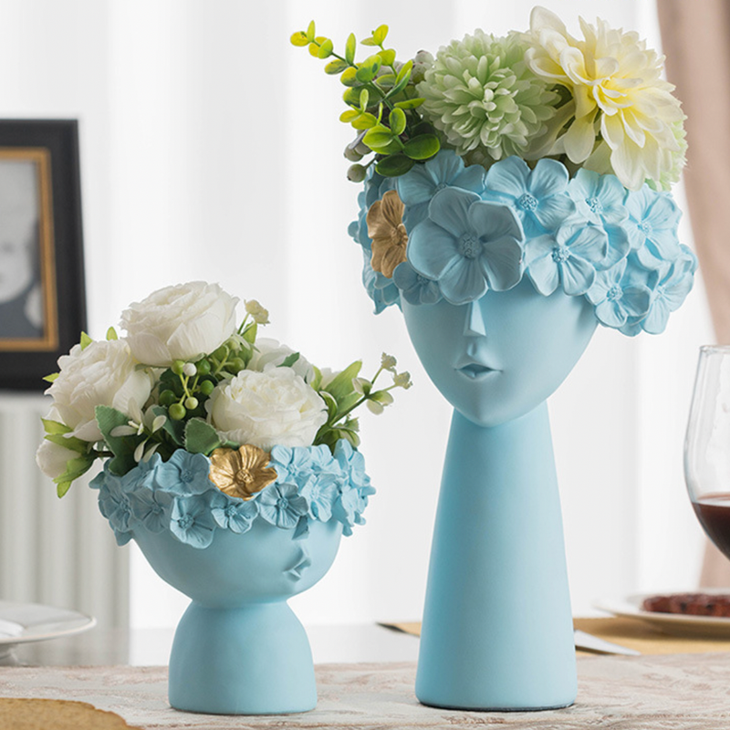 Charming Lady Blue Vase - Flower vase for home decor, office and gifting | Room decoration items