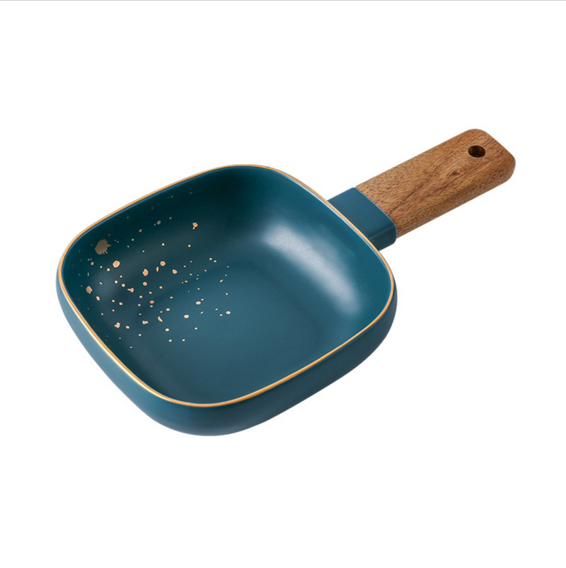 CARA bowl with wooden handle - midnight green - Serving bowls, noodle bowl, snack bowls, curry bowl | Bowls for dining & home decor