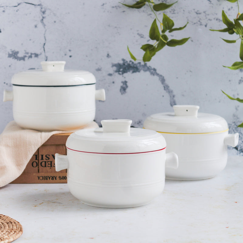 Serving Pot With Lid - Serving bowl with lid, ceramic bowls with lids, noodle bowl, curry bowl, oven bowl, soup bowl with handle | Bowls for dining table & home decor