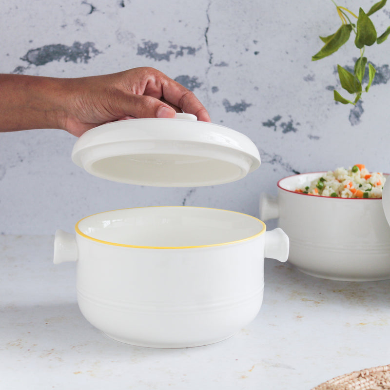 Serving Pot With Lid - Serving bowl with lid, ceramic bowls with lids, noodle bowl, curry bowl, oven bowl, soup bowl with handle | Bowls for dining table & home decor