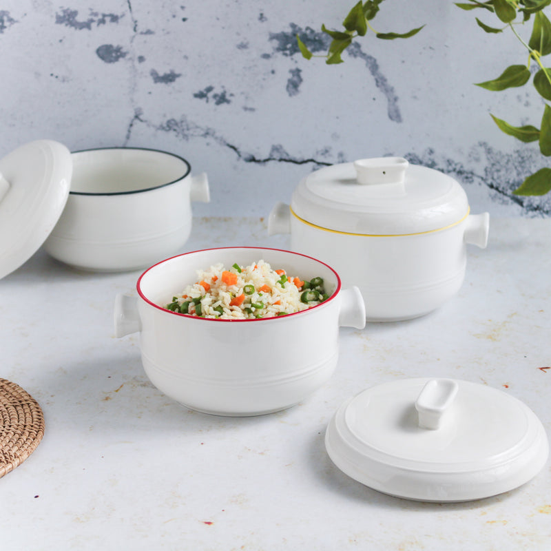 Serving Pot With Lid - Serving bowl with lid, ceramic bowls with lids, noodle bowl, curry bowl, oven bowl, soup bowl with handle | Bowls for dining table & home decor