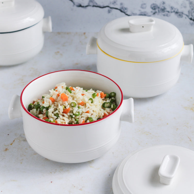 Serving Pot With Lid - Serving bowl with lid, ceramic bowls with lids, noodle bowl, curry bowl, oven bowl, soup bowl with handle | Bowls for dining table & home decor