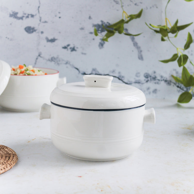 Serving Pot With Lid - Serving bowl with lid, ceramic bowls with lids, noodle bowl, curry bowl, oven bowl, soup bowl with handle | Bowls for dining table & home decor