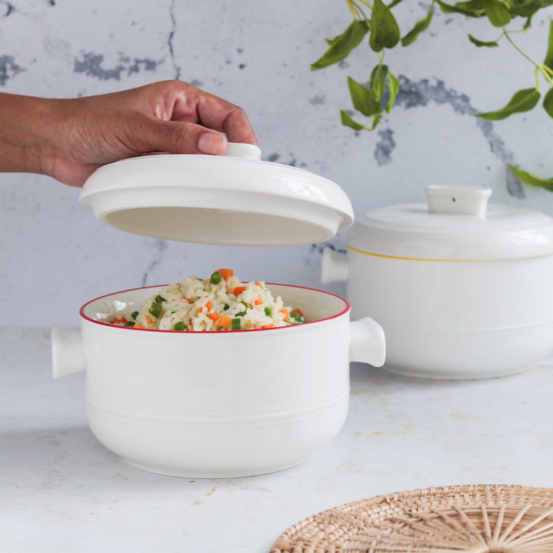 Serving Pot With Lid - Serving bowl with lid, ceramic bowls with lids, noodle bowl, curry bowl, oven bowl, soup bowl with handle | Bowls for dining table & home decor