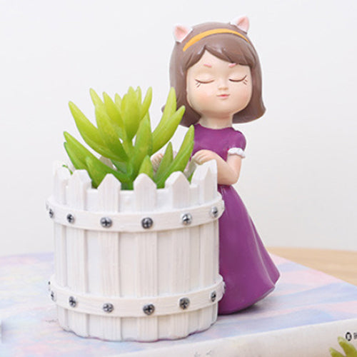 Girl With Basket Planter - Indoor planters and flower pots | Home decor items