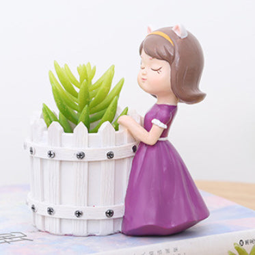 Girl With Basket Planter - Indoor planters and flower pots | Home decor items