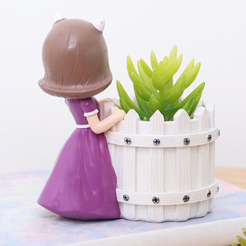 Girl With Basket Planter - Indoor planters and flower pots | Home decor items