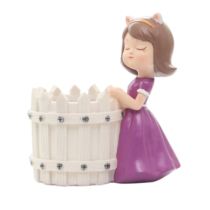 Girl With Basket Planter - Indoor planters and flower pots | Home decor items