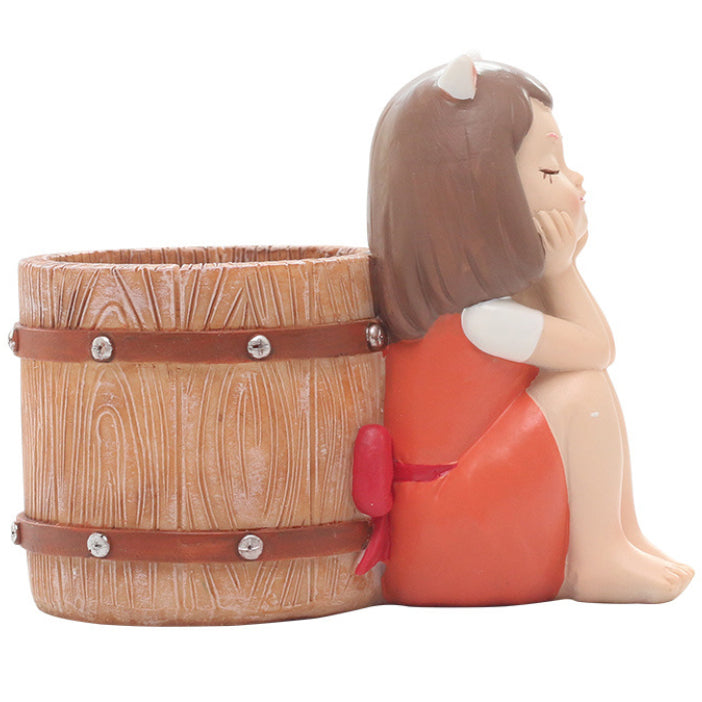 Girl With Basket Planter - Indoor planters and flower pots | Home decor items