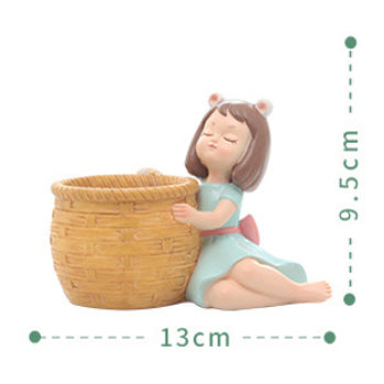 Girl With Basket Planter - Indoor planters and flower pots | Home decor items