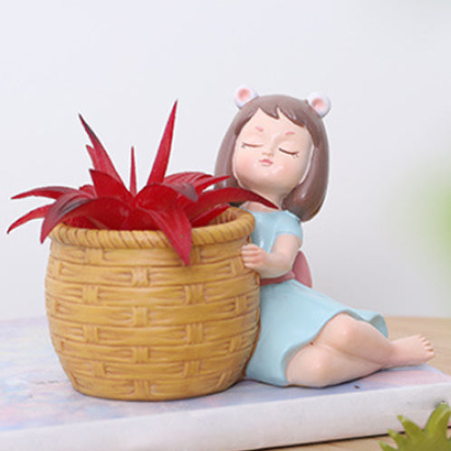 Girl With Basket Planter - Indoor planters and flower pots | Home decor items