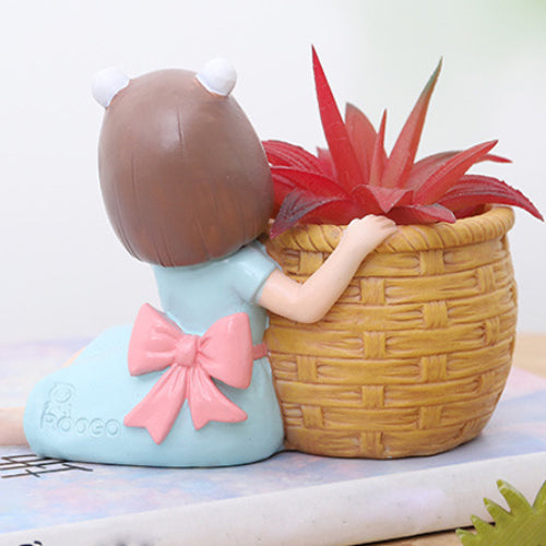 Girl With Basket Planter - Indoor planters and flower pots | Home decor items