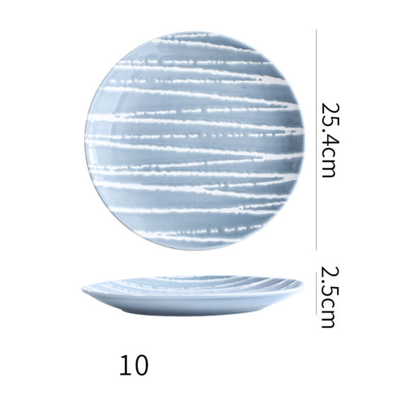 Sleek Abstract Patterned Dinner Plate Blue 9.5 Inch