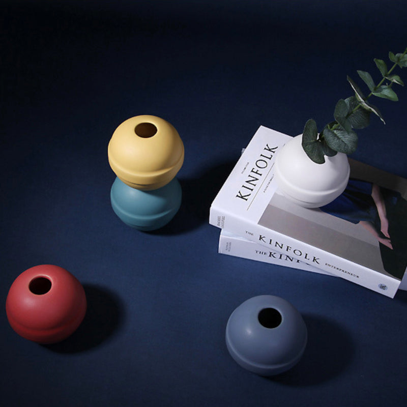 Teal Round Vase - Flower vase for home decor, office and gifting | Home decoration items