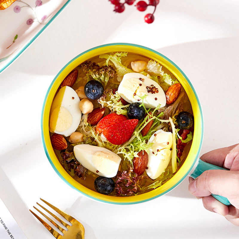 Spring Bowl with Handle - Ceramic bowl, salad bowls, snack bowls, bowl with handle, oven bowl | Bowls for dining table & home decor