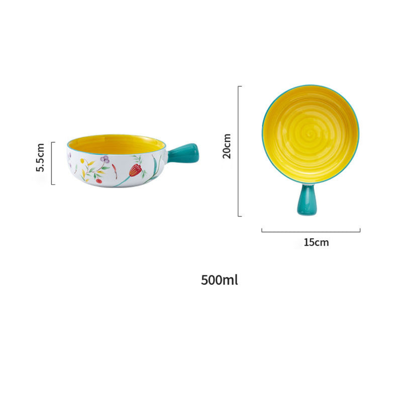 Spring Bowl with Handle - Ceramic bowl, salad bowls, snack bowls, bowl with handle, oven bowl | Bowls for dining table & home decor