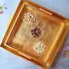 Square Lacquer Tray with MOP Handle- Gold(Set Of 2)