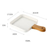 Square Plate With Wooden Handle White - Ceramic platter, serving platter, fruit platter | Plates for dining table & home decor