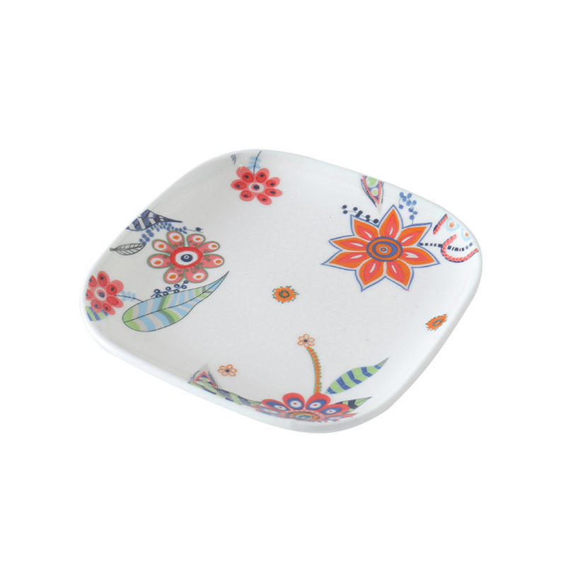 Square Snack Plate Floral - Serving plate, snack plate, dessert plate | Plates for dining & home decor
