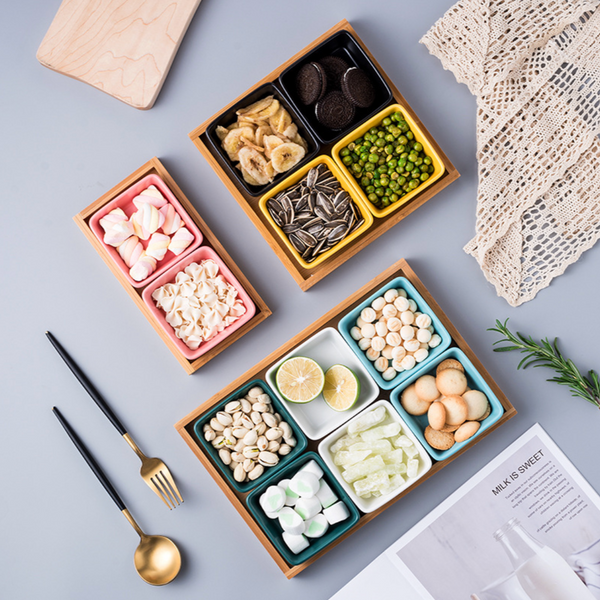 Square Bowls and Wooden Trays