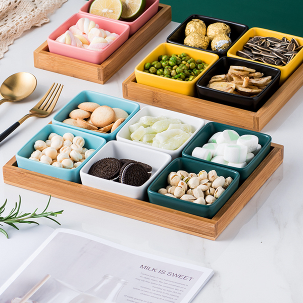 Square Bowls and Wooden Trays