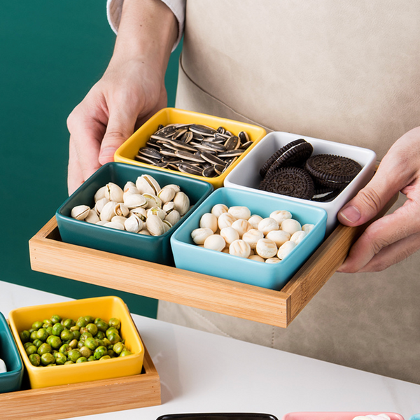 Square Bowls and Wooden Trays