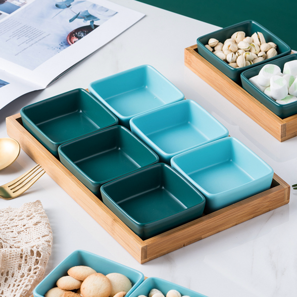 Square Bowls and Wooden Trays