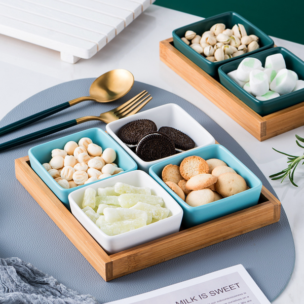 Square Bowls and Wooden Trays