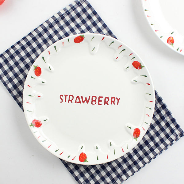 Strawberry Plate - Serving plate, snack plate, dessert plate | Plates for dining & home decor