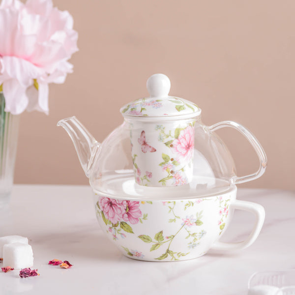 JARDIN White Teapot Set - Tea cup set, tea set, teapot set | Tea set for Dining Table & Home Decor