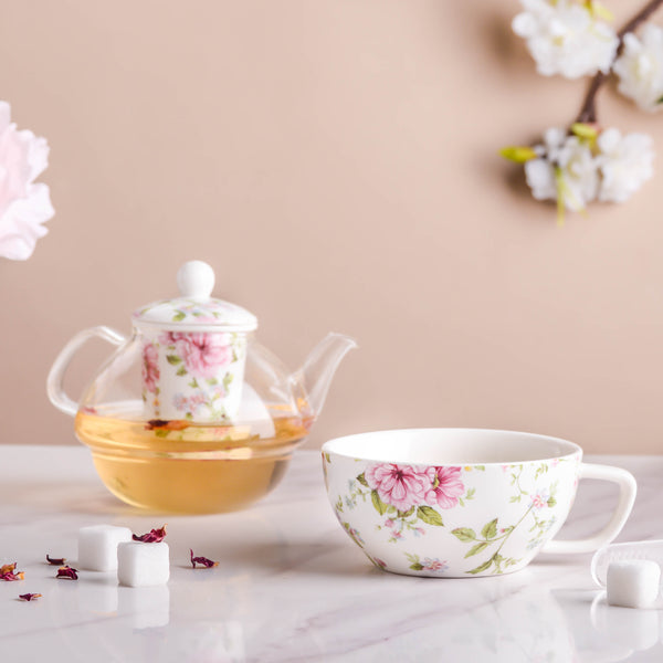 JARDIN White Teapot Set - Tea cup set, tea set, teapot set | Tea set for Dining Table & Home Decor