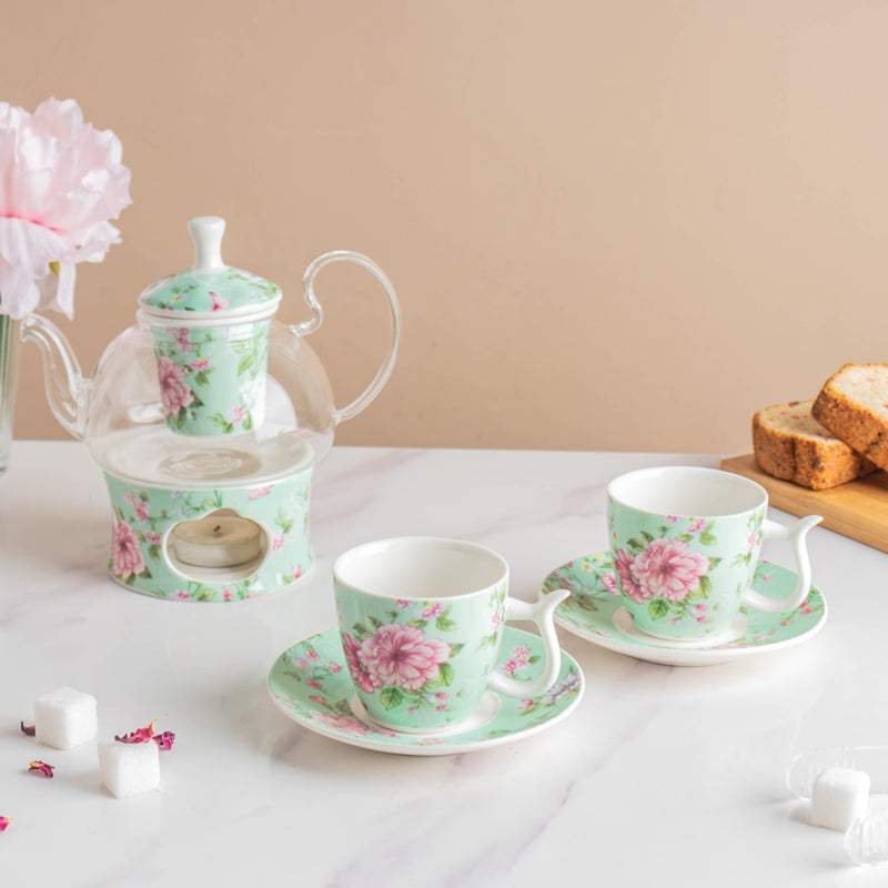 JARDIN High Tea Cup and Saucer Set - Tea cup set, tea set, teapot set | Tea set for Dining Table & Home Decor