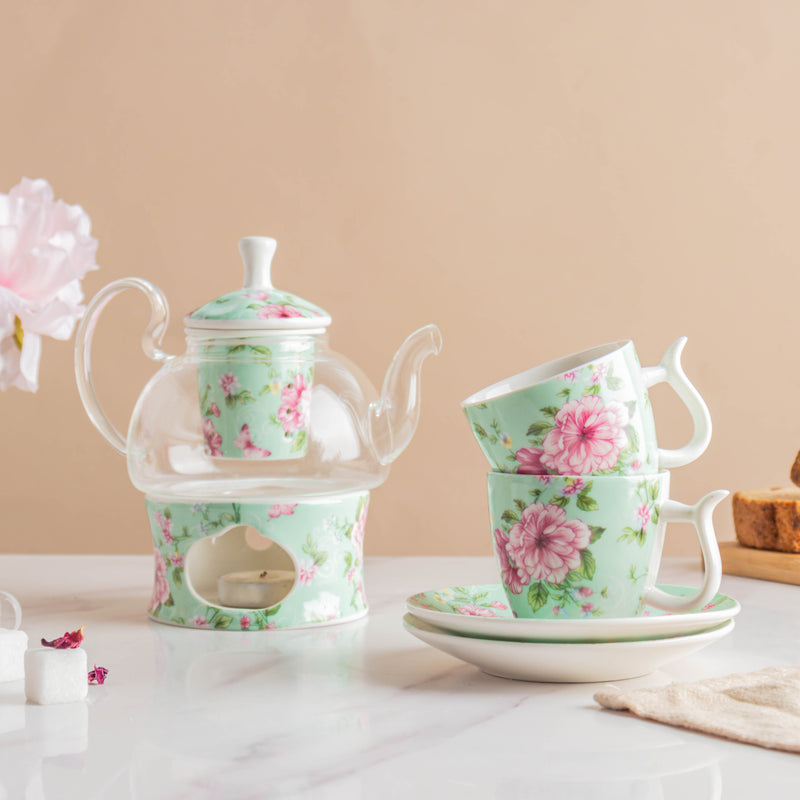 JARDIN High Tea Cup and Saucer Set - Tea cup set, tea set, teapot set | Tea set for Dining Table & Home Decor