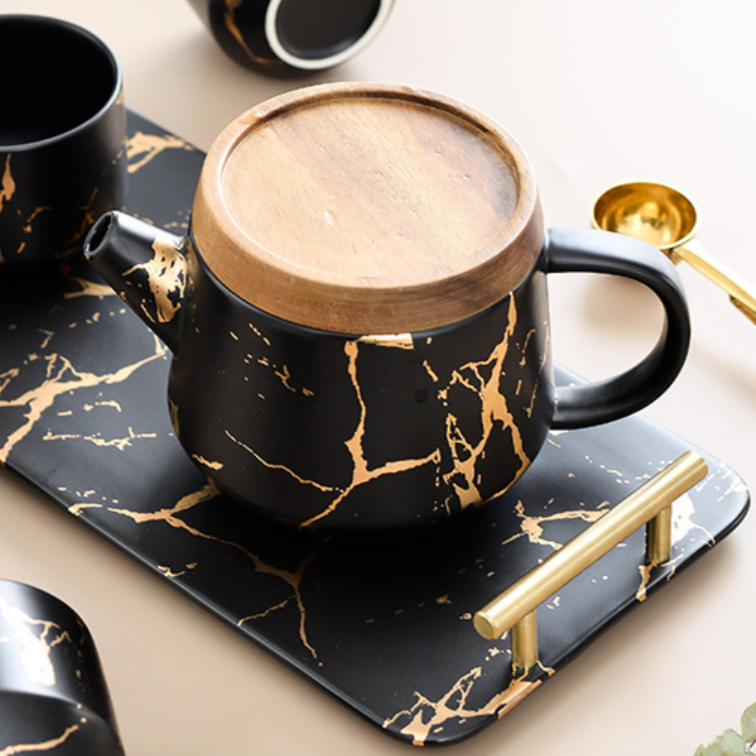 Tea Set With Tray - Tea cup set, tea set, teapot set | Tea set for Dining Table & Home Decor