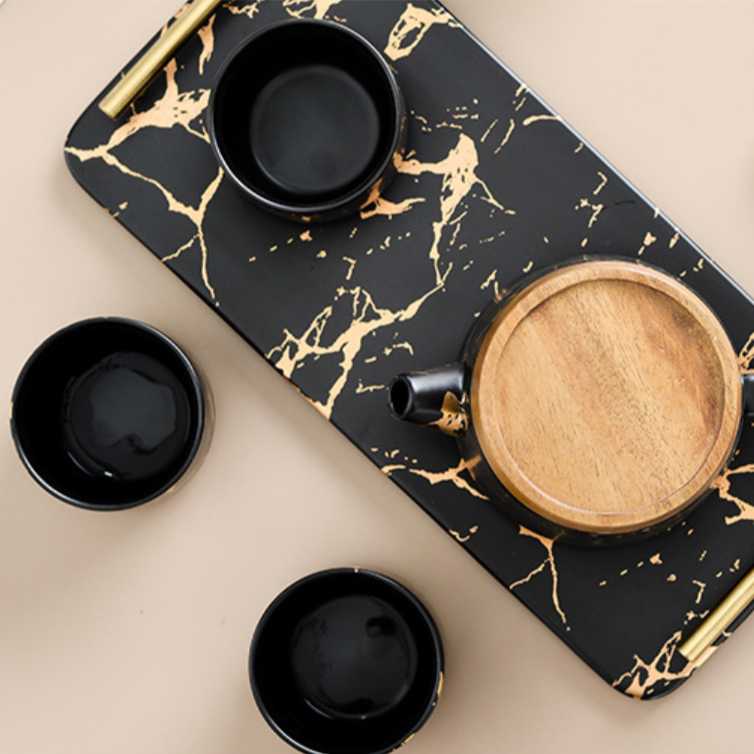 Tea Set With Tray - Tea cup set, tea set, teapot set | Tea set for Dining Table & Home Decor