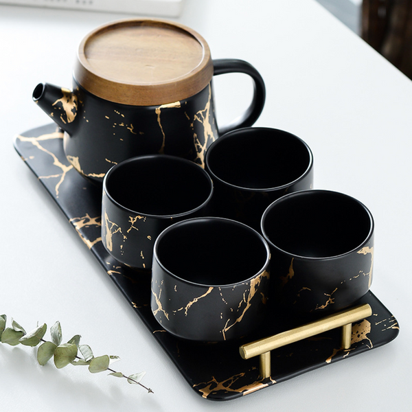 Tea Set With Tray - Tea cup set, tea set, teapot set | Tea set for Dining Table & Home Decor