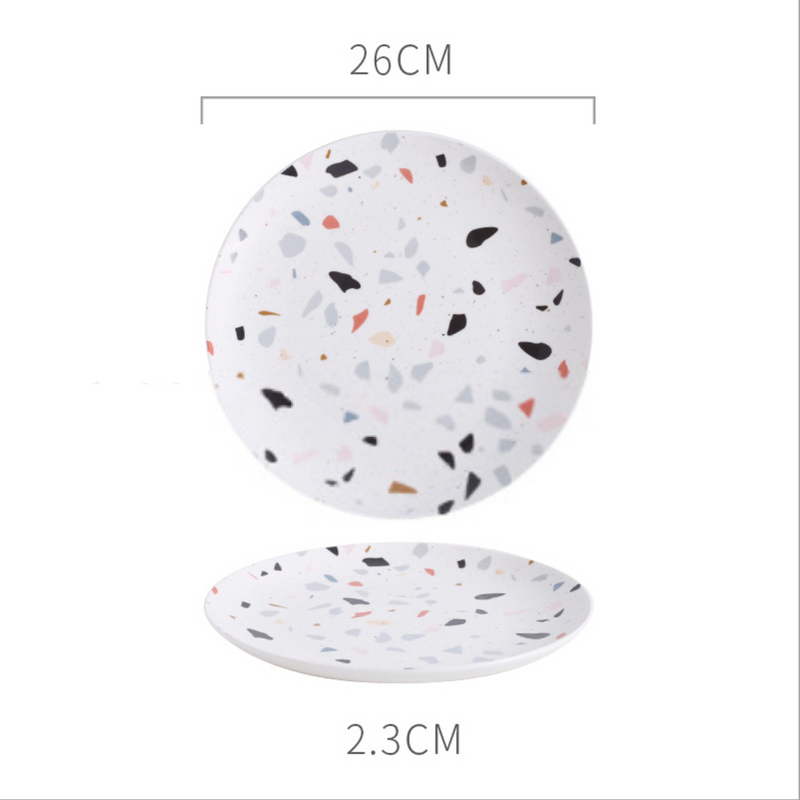 Terrazzo Dinner Plate - Serving plate, snack plate, ceramic dinner plates| Plates for dining table & home decor