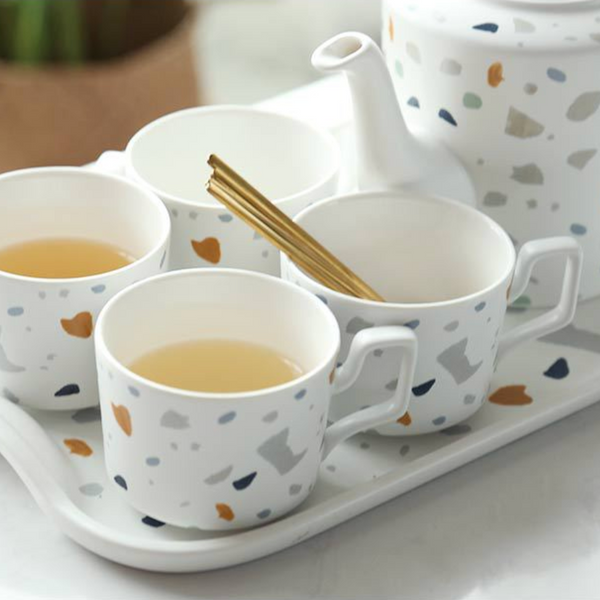 Terrazzo Tea Set - Tea cup set, tea set, teapot set | Tea set for Dining Table & Home Decor
