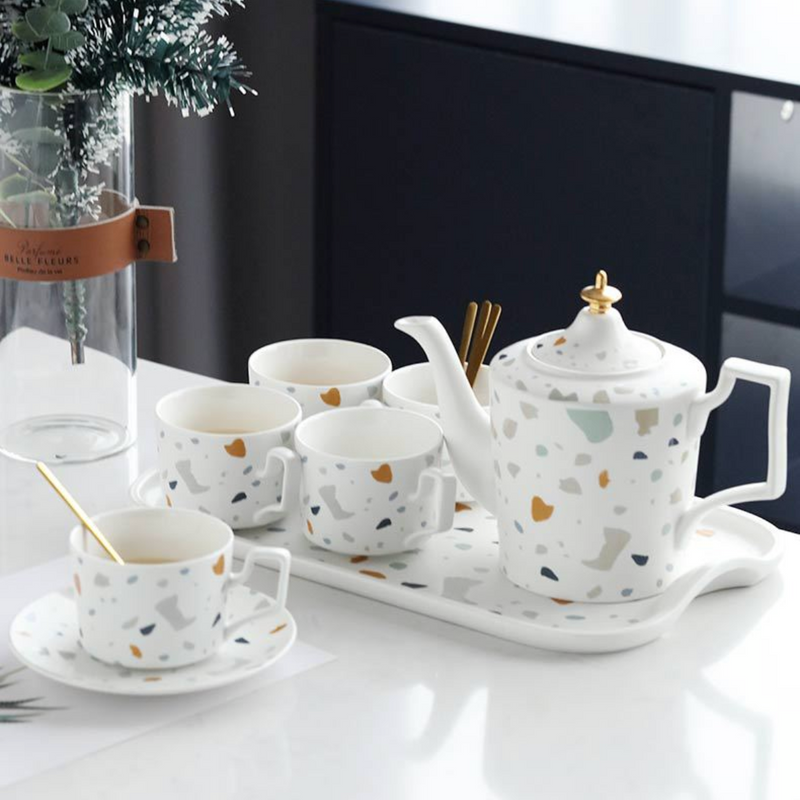 Terrazzo Tea Set - Tea cup set, tea set, teapot set | Tea set for Dining Table & Home Decor