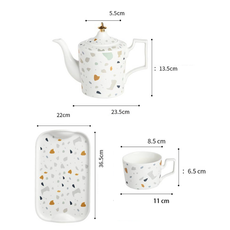 Terrazzo Tea Set - Tea cup set, tea set, teapot set | Tea set for Dining Table & Home Decor