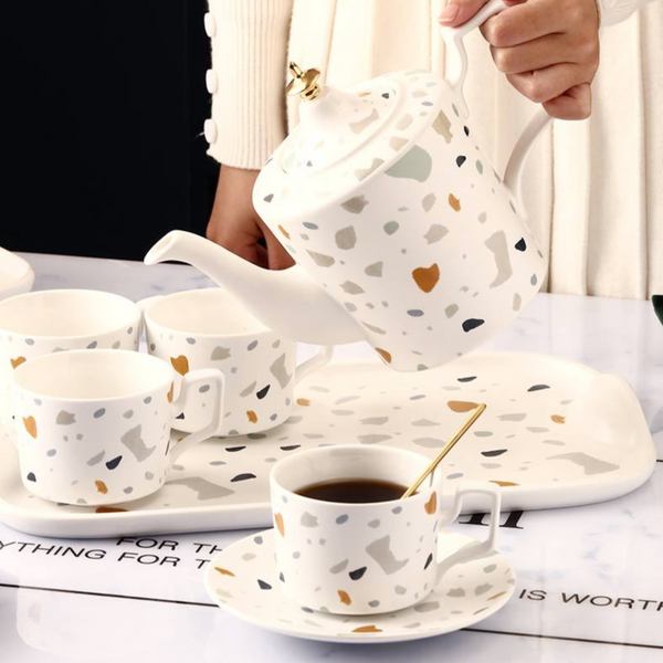 Terrazzo Tea Set - Tea cup set, tea set, teapot set | Tea set for Dining Table & Home Decor