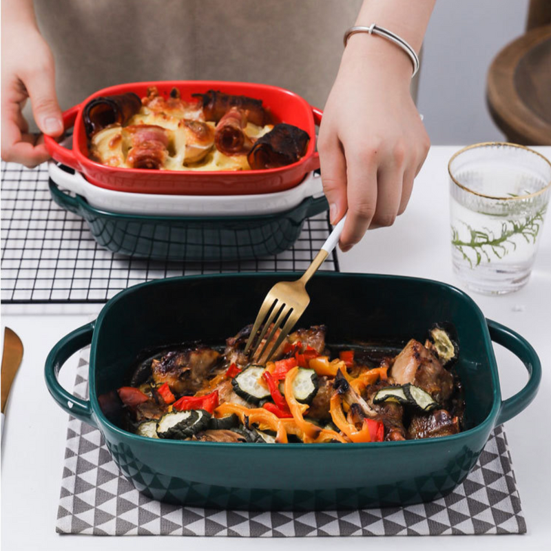 Ceramic Baking Tray With Handles - Baking Dish
