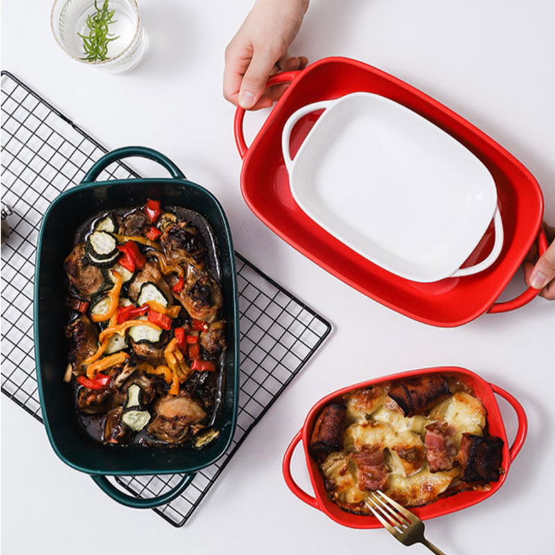 Ceramic Baking Tray With Handles - Baking Dish