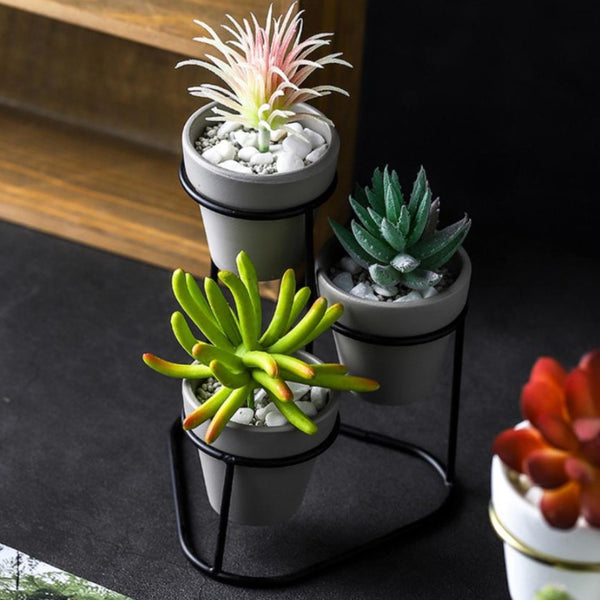 Planter Set of 3 Black Grey - Indoor plant pots and flower pots | Home decoration items