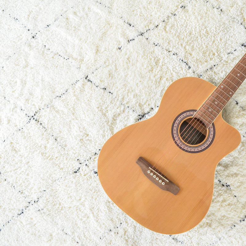 BRAD criss cross fringe rug (S) - Off-White