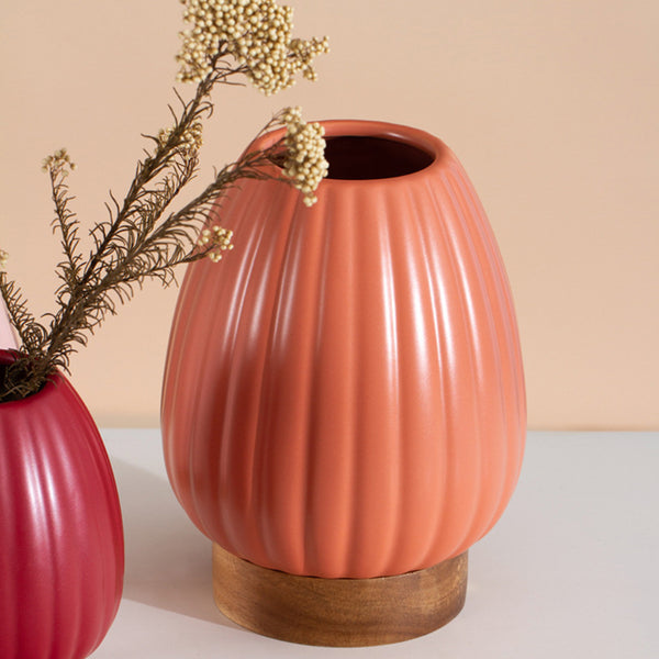 Ceramic Vase - Flower vase for home decor, office and gifting | Room decoration items