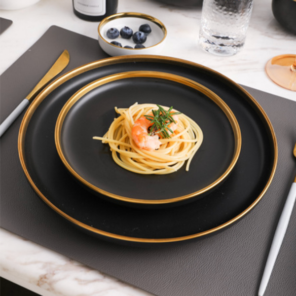 VERA Ceramic Snack Plate Black 8 Inch - Serving plate, snack plate, dessert plate | Plates for dining & home decor