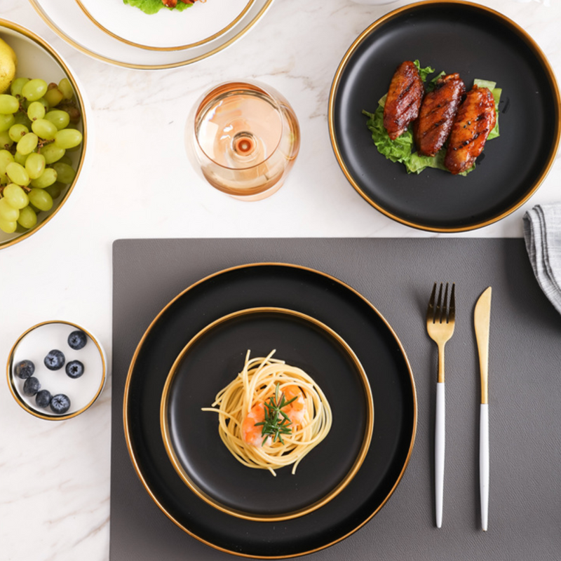 VERA Ceramic Snack Plate Black 8 Inch - Serving plate, snack plate, dessert plate | Plates for dining & home decor