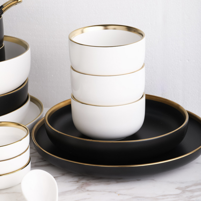 VERA Ceramic Deep Pasta Plate Black 8 Inch - Serving plate, pasta plate, lunch plate, deep plate | Plates for dining table & home decor