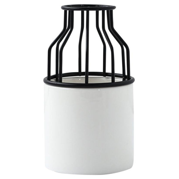 White Black Vase - Flower vase for home decor, office and gifting | Home decoration items